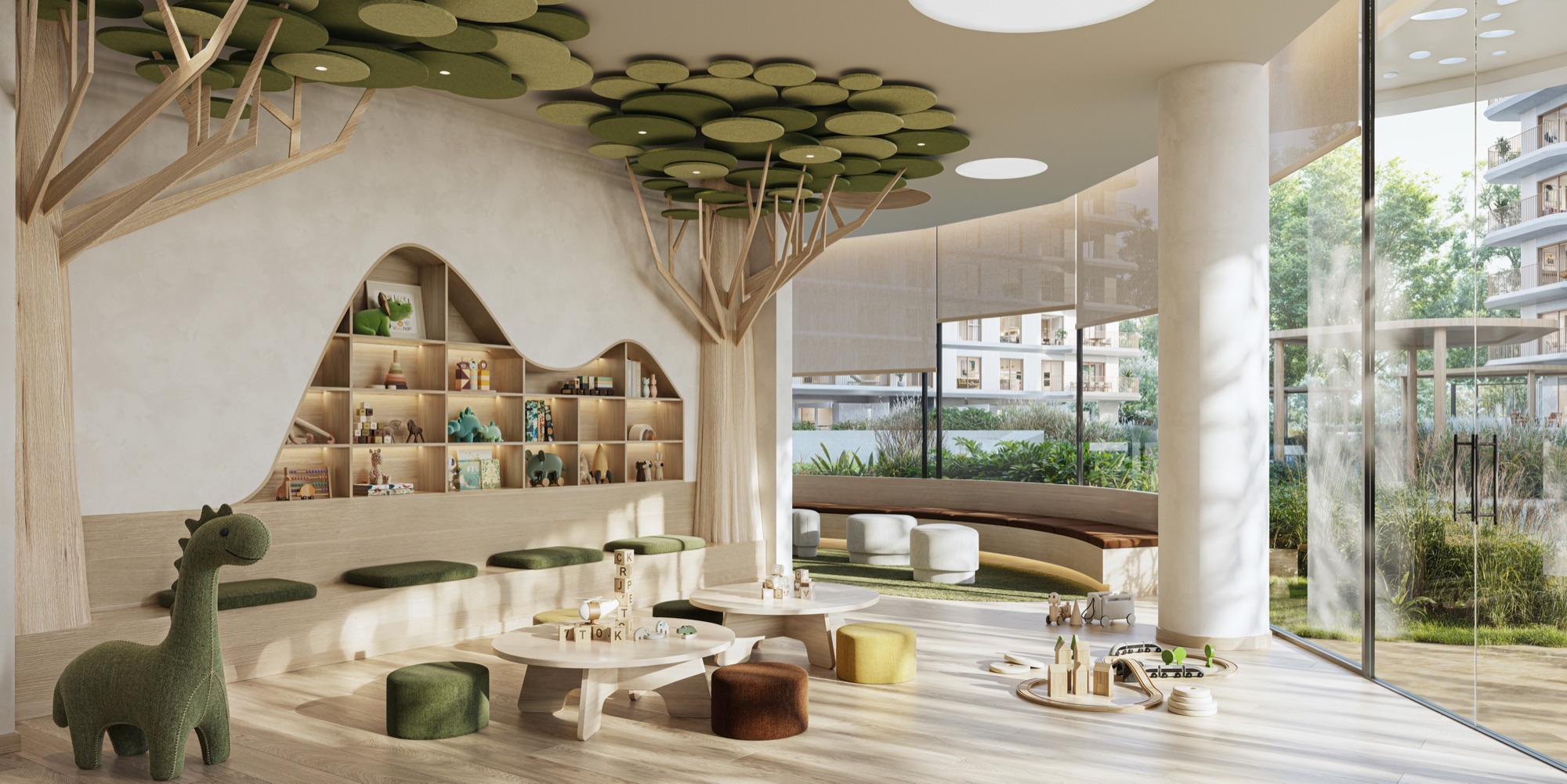 Yas Park Place Aldar Yas Island Abu Dhabi indoor kids' play zone with sensory installations and soft seating