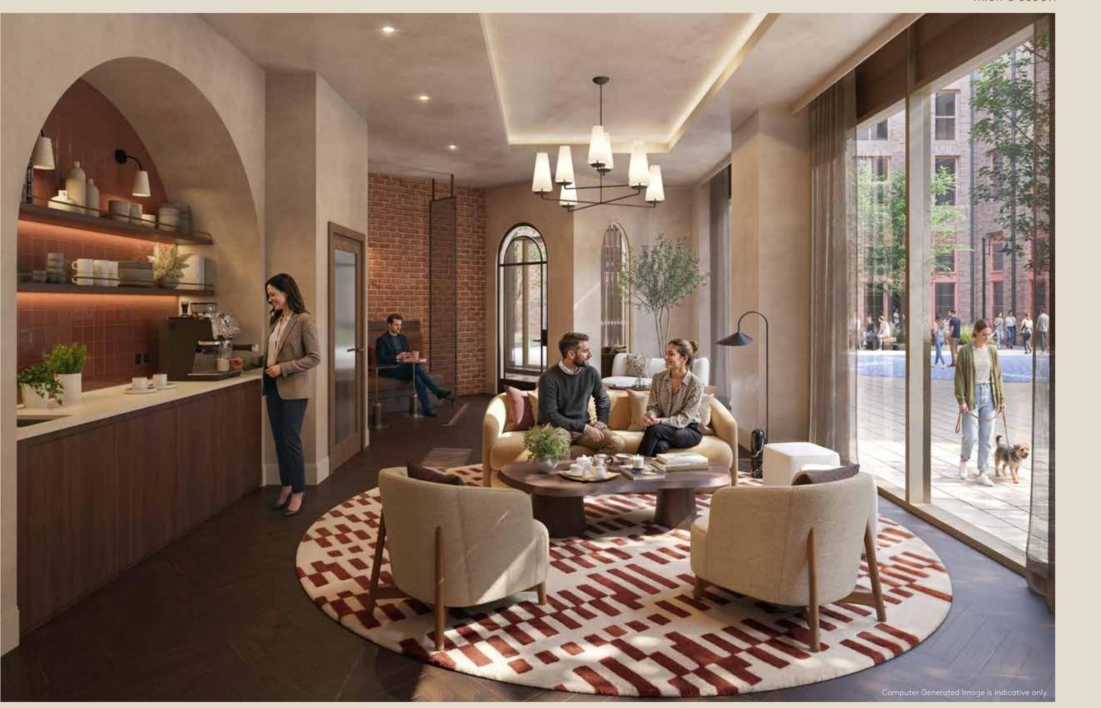 Arch & Bloom Guildford CGI co-working lounge and coffee bar interior at The Cloverden