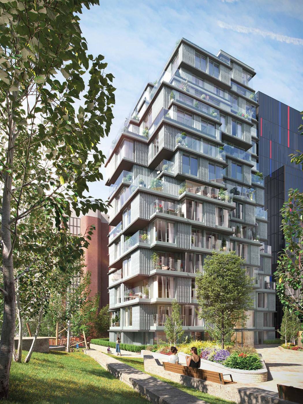 The Haydon Aldgate City of London EC3 studio to 3 bedroom apartments stepped tower by ACME with landscaped courtyard